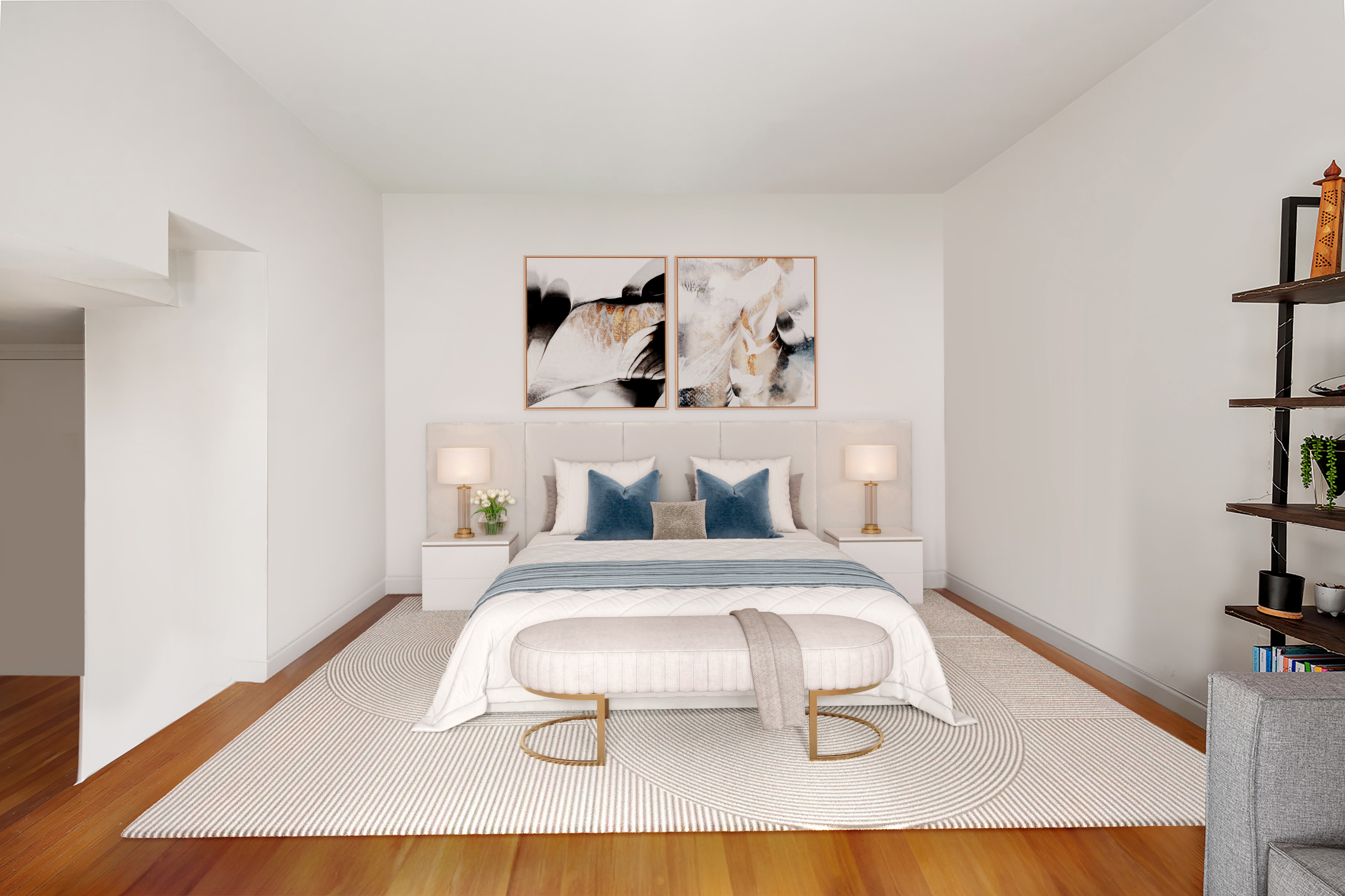 184 Thompson Street, Unit 2V Manhattan, NY 10012 - Photo 3 of 8 a living room with furniture and a rug