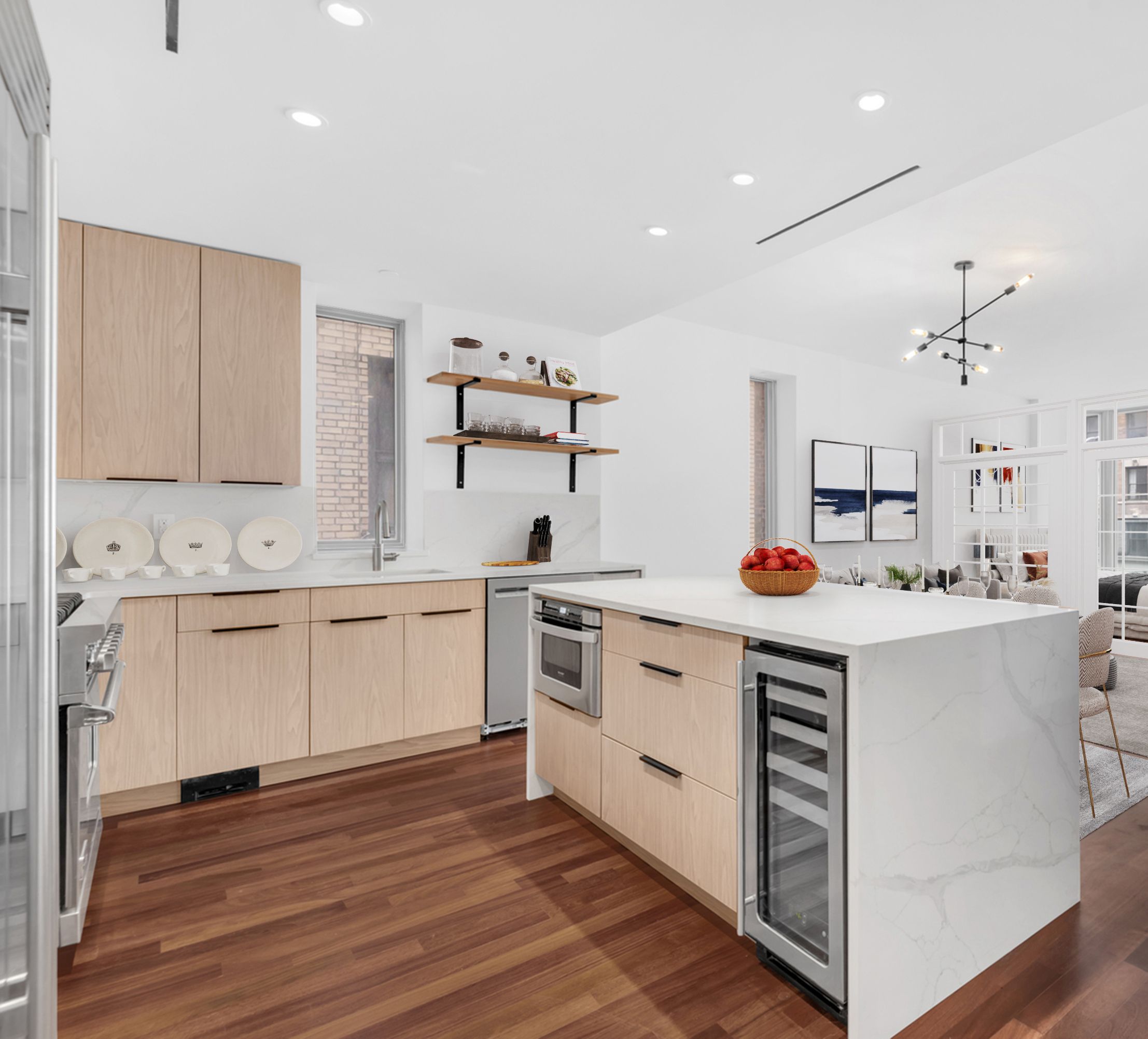 210 West 96th Street, Unit 6 Manhattan, NY 10025 - Photo 4 of 14 a kitchen with granite countertop white cabinets and white appliances