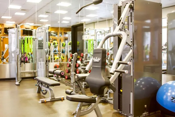 a view of a room with gym equipment