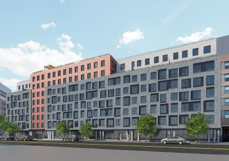 a front view of a building