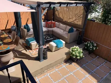 a outdoor living space with patio furniture