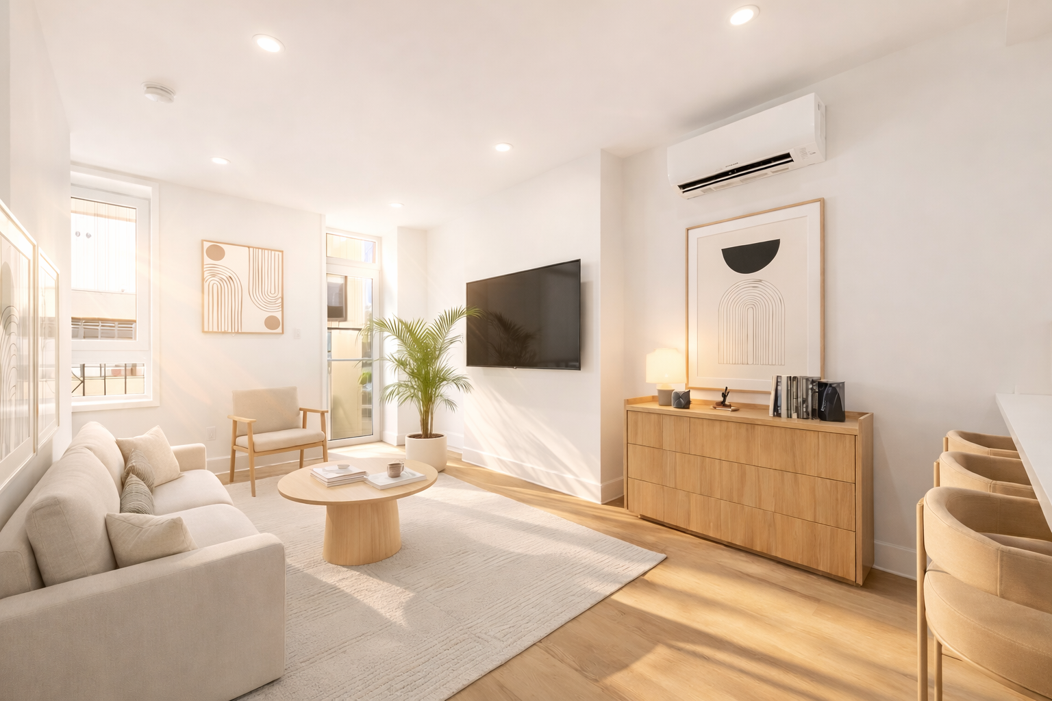 a living room with furniture and a flat screen tv