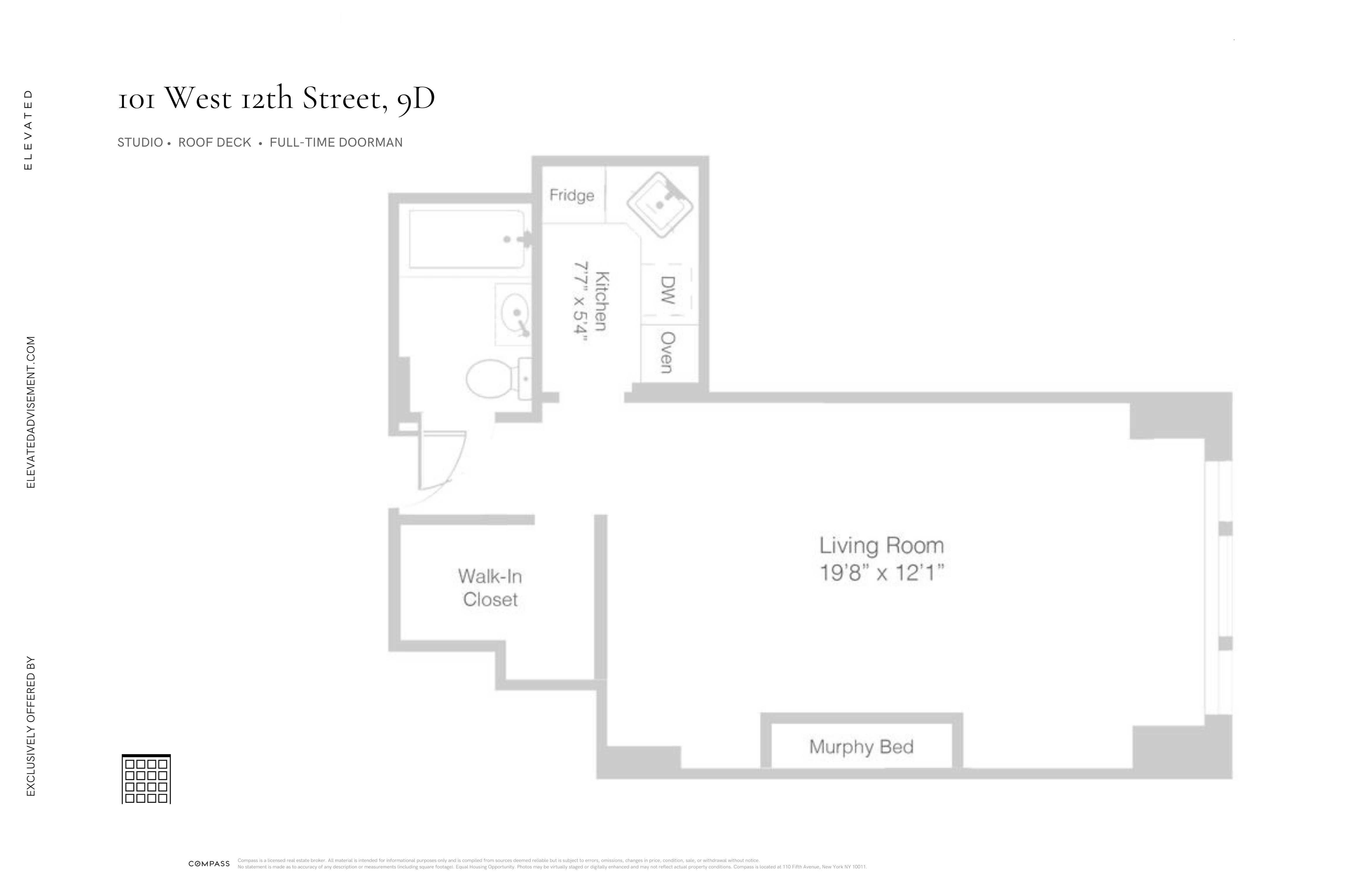 101 West 12th Street, Unit 9D Manhattan, NY 10011 - Photo 8 of 8 a picture of a wall with a picture of a floor