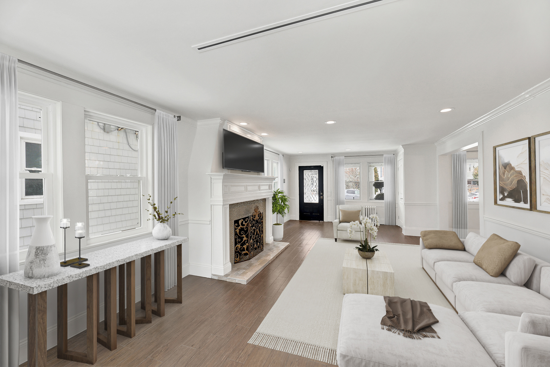 334 Beach 146th Street Queens, NY 11694 - Photo 5 of 21 a living room with furniture fireplace and flat screen tv