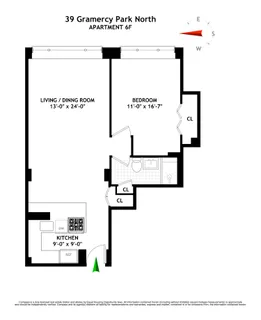 $1,250,000 | 39 Gramercy Park North, Unit 6F | Gramercy