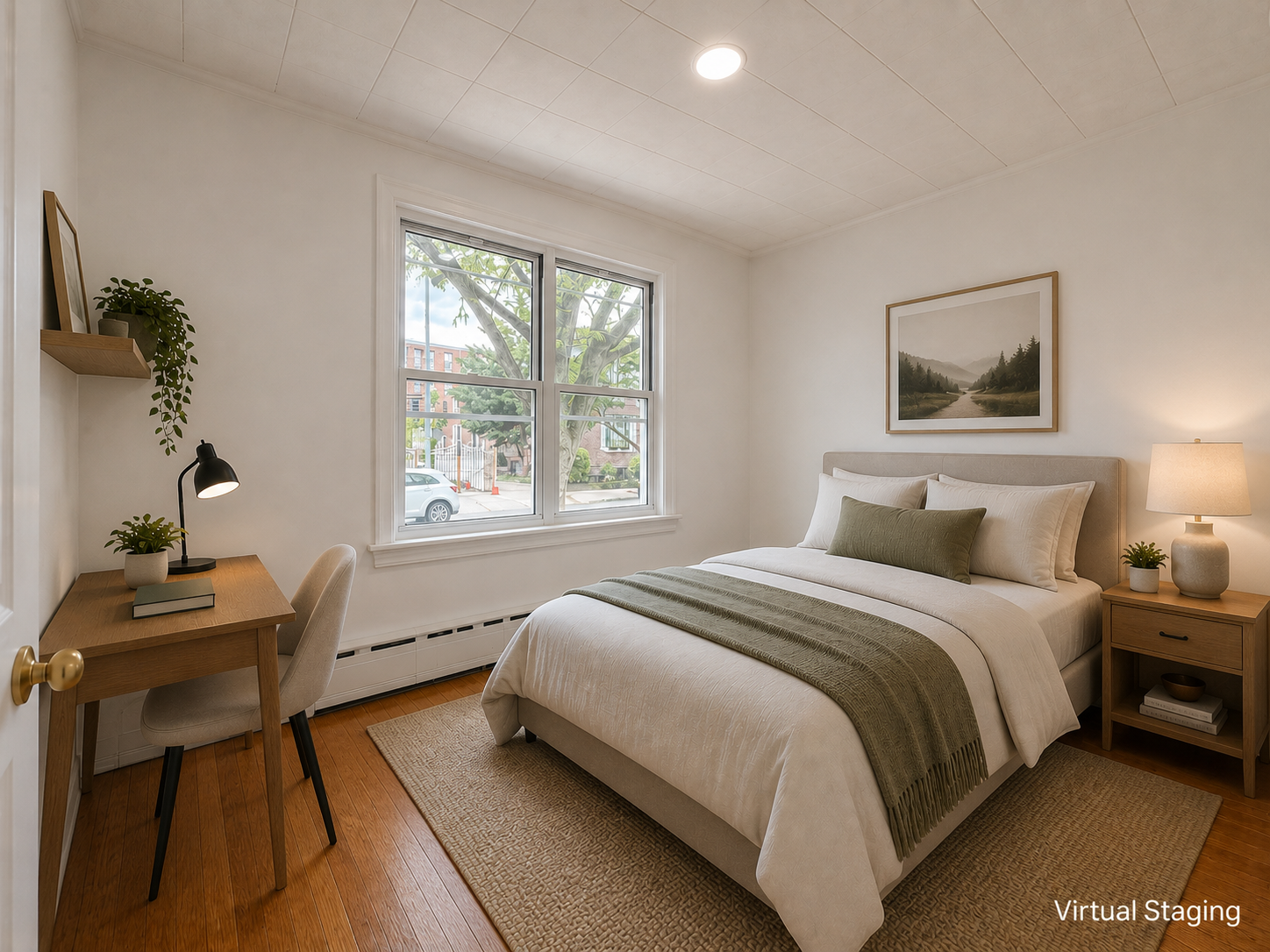 63-33 Haring Street, Unit 1F Queens, NY 11374 - Photo 11 of 13 a bedroom with a bed and wooden floor