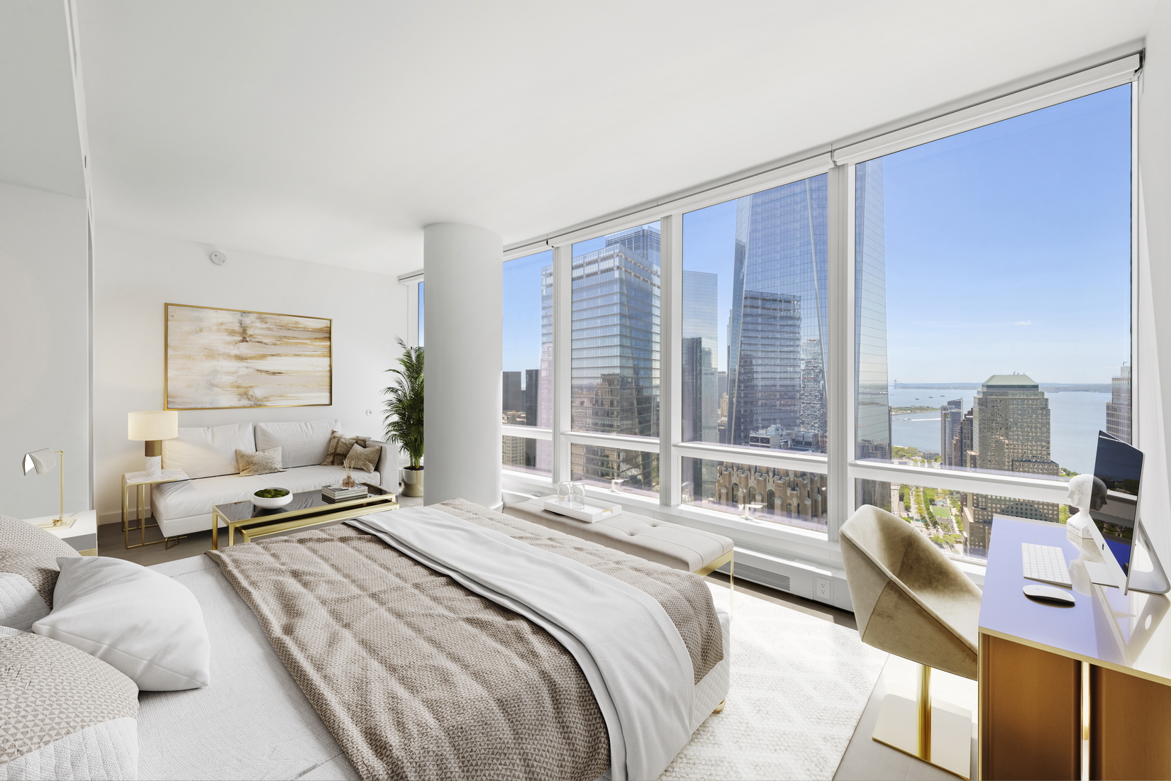 111 Murray Street, Unit 51EAST Manhattan, NY 10007 - Photo 12 of 42 a bedroom with a large bed and a large window