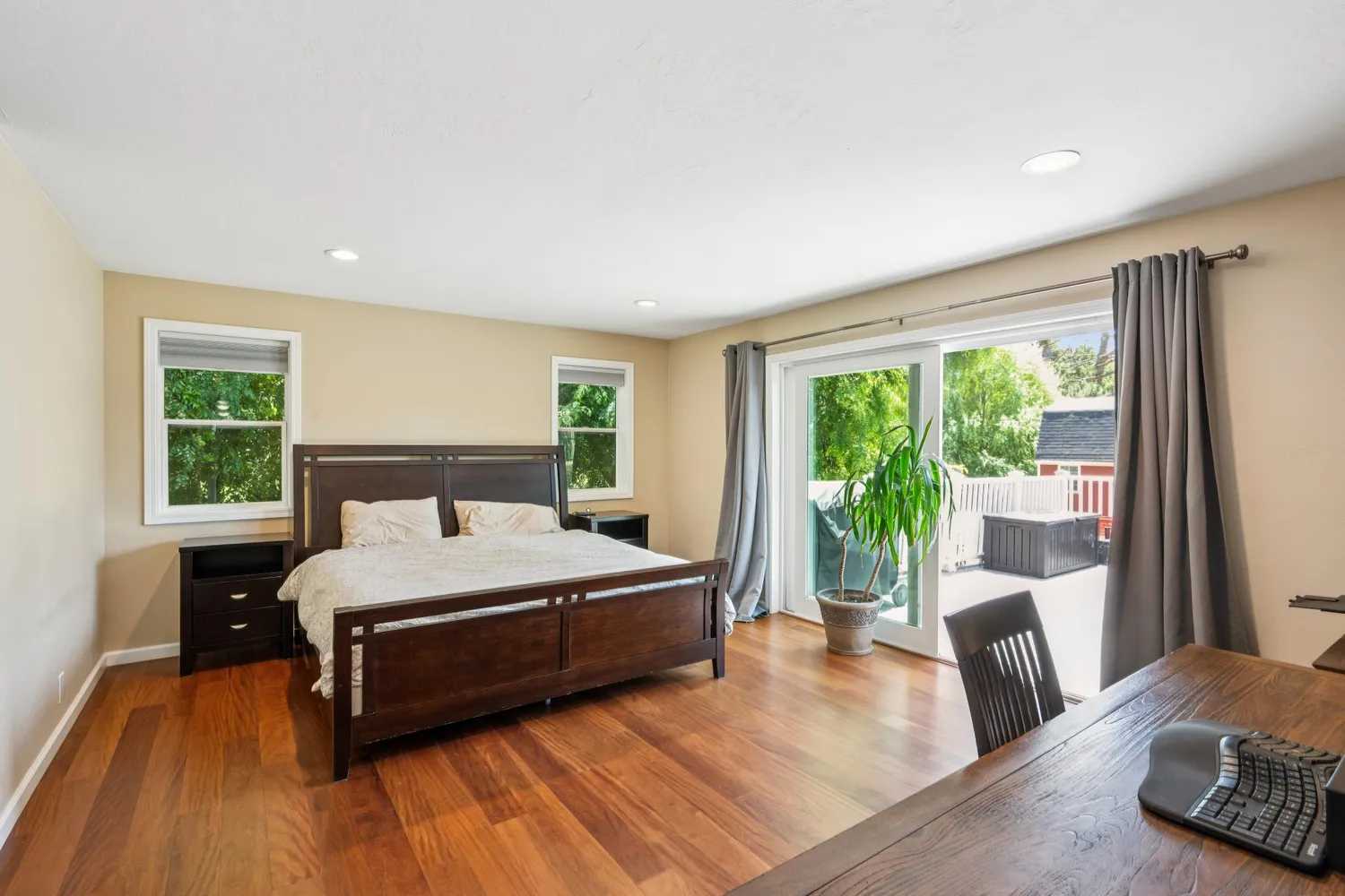 a view of a deck patio and outdoor seating