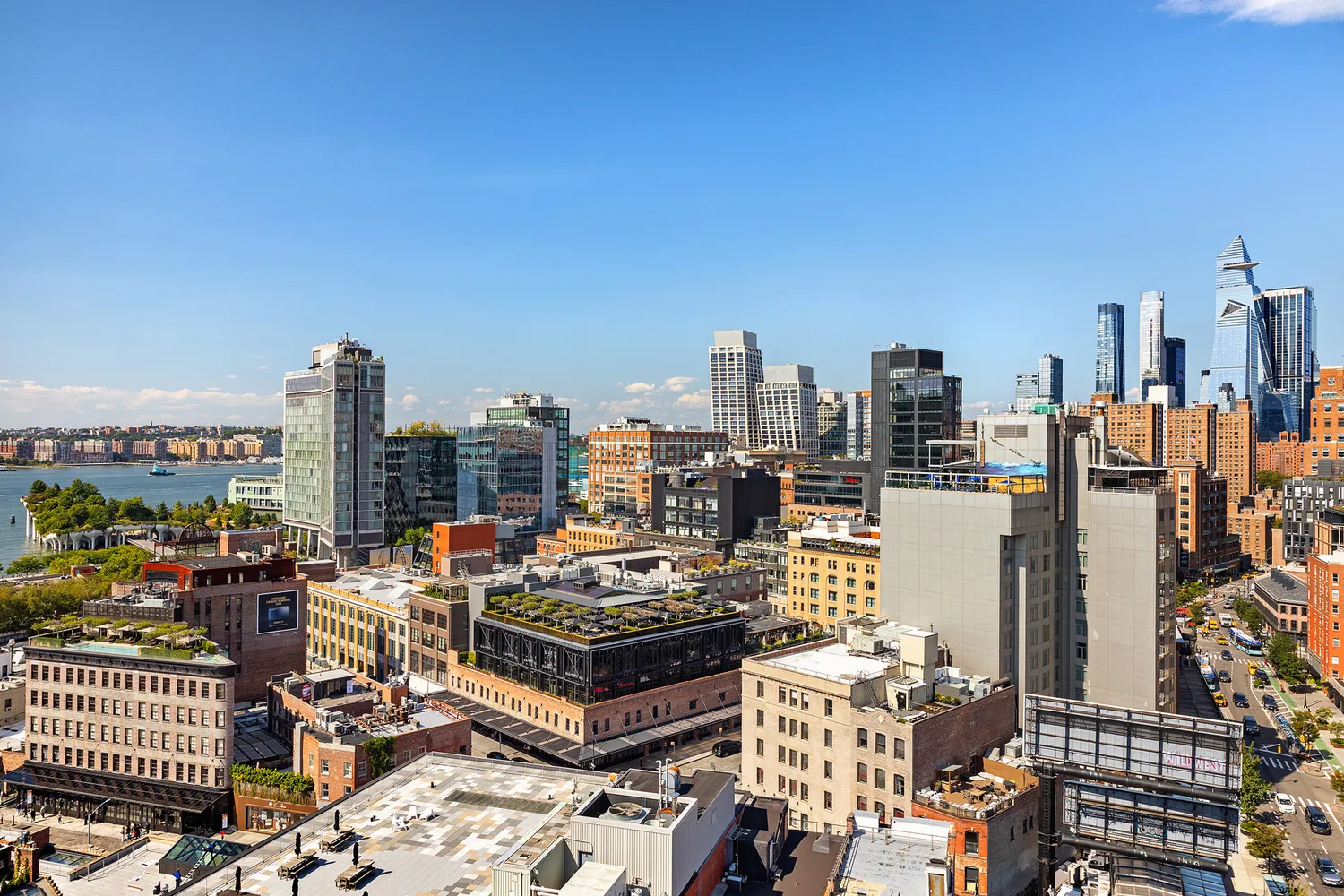 a view of a city with tall buildings
