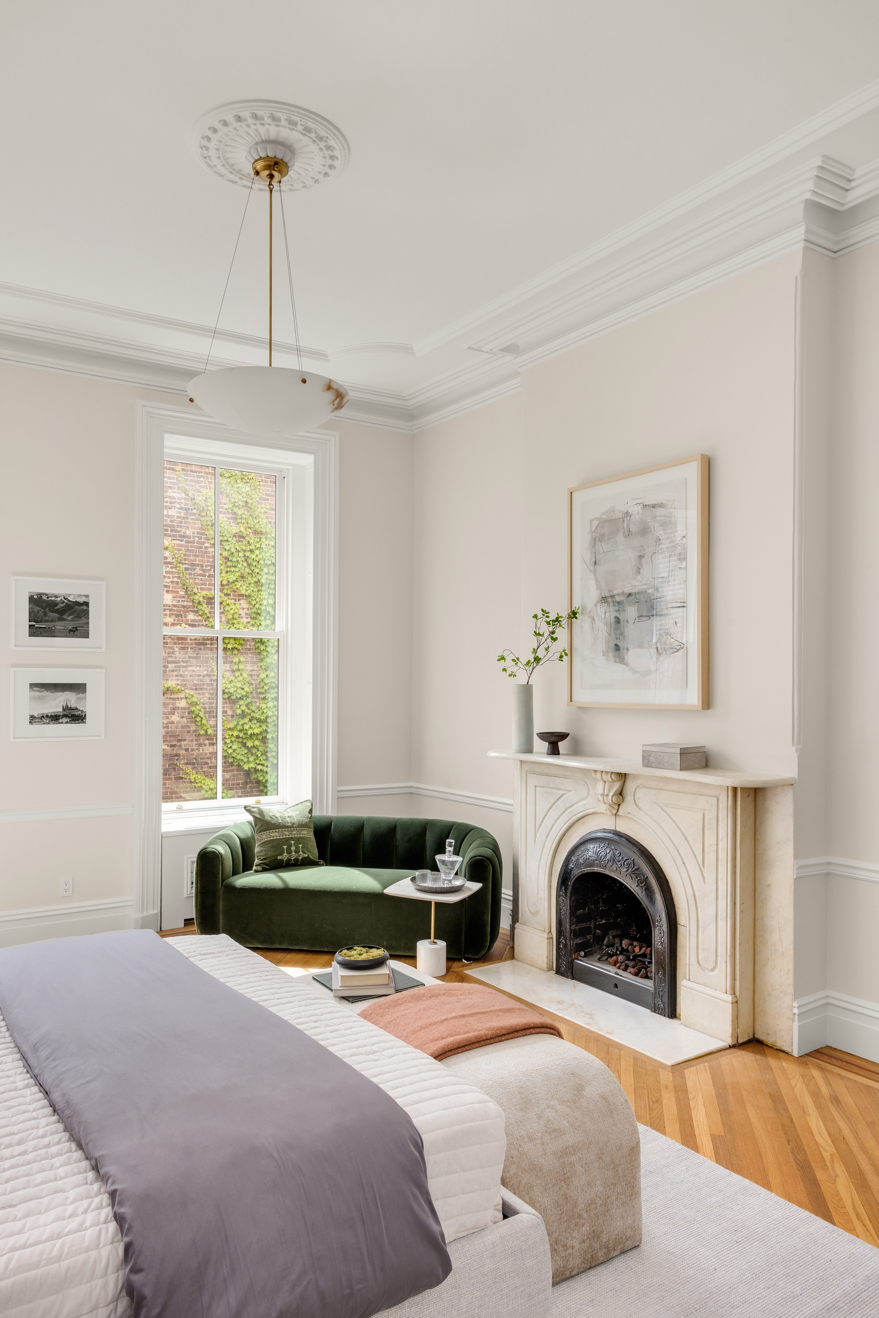 75 Columbia Heights Brooklyn, NY 11201 - Photo 13 of 28 a bedroom with a bed and a fireplace