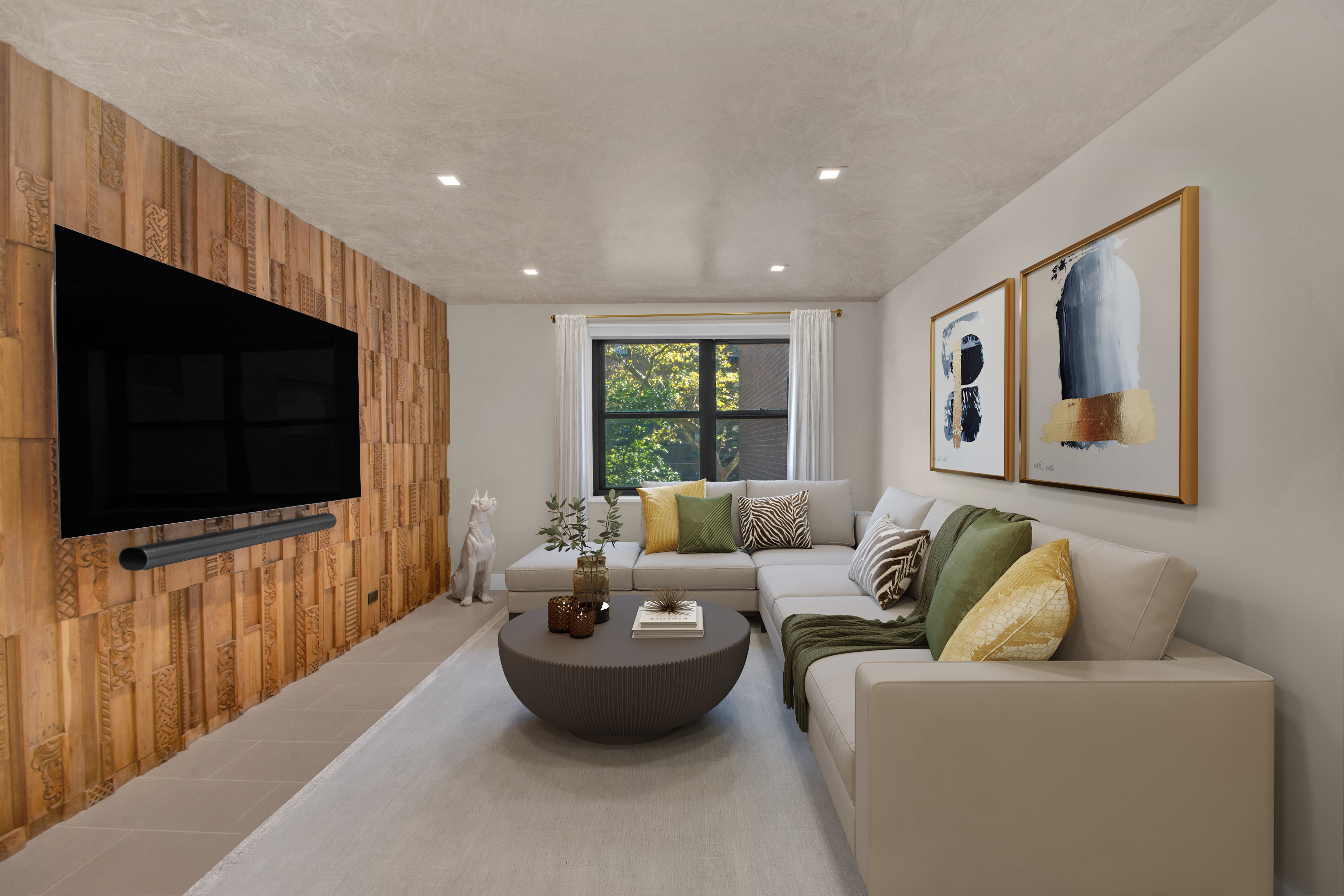 690 Washington Street, Unit 1A Manhattan, NY 10014 - Photo 6 of 17 a living room with furniture and a flat screen tv