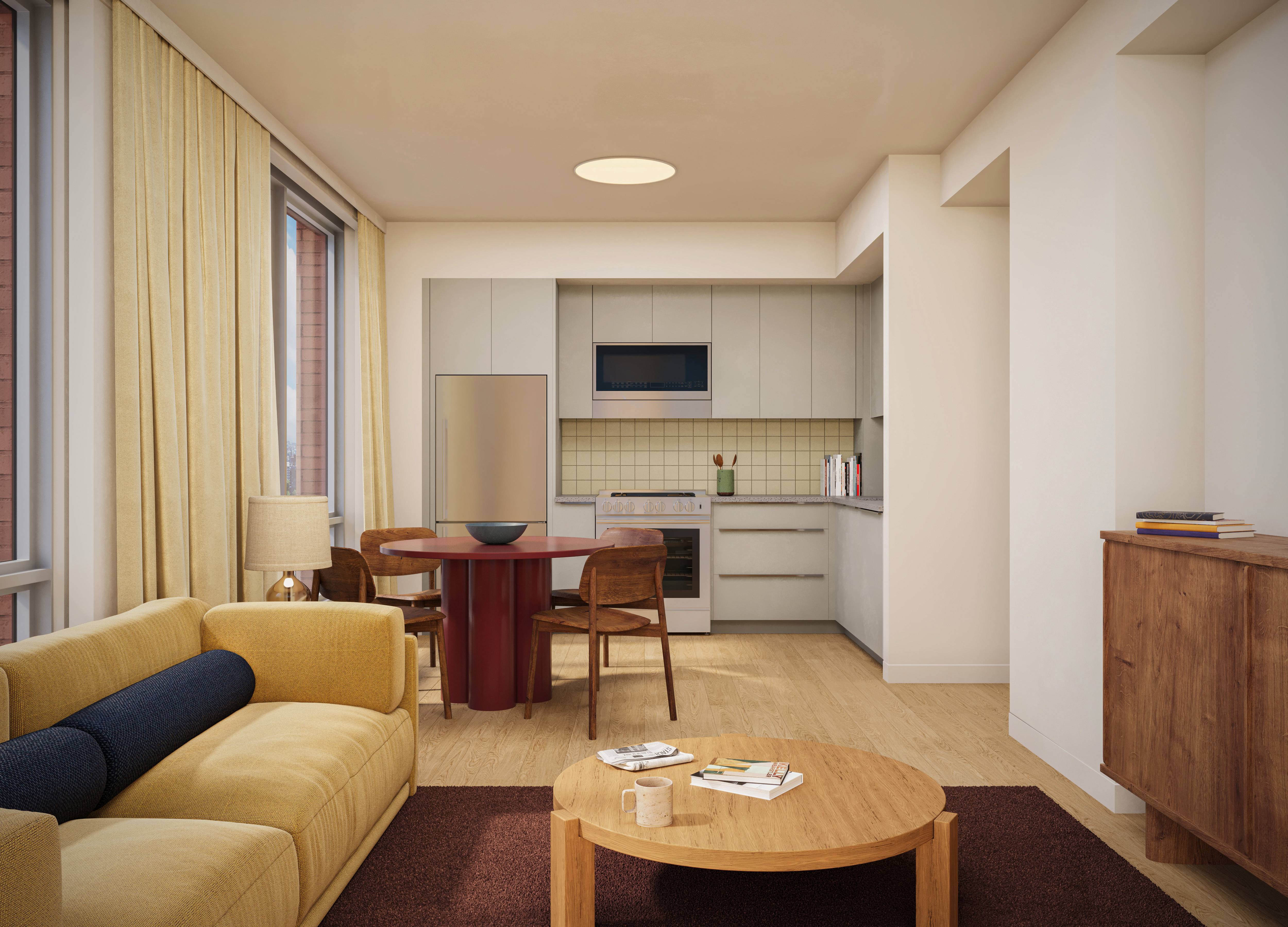 2035 5th Avenue, Unit 8K Manhattan, NY 10035 - Photo 2 of 13 a living room with furniture and a large window