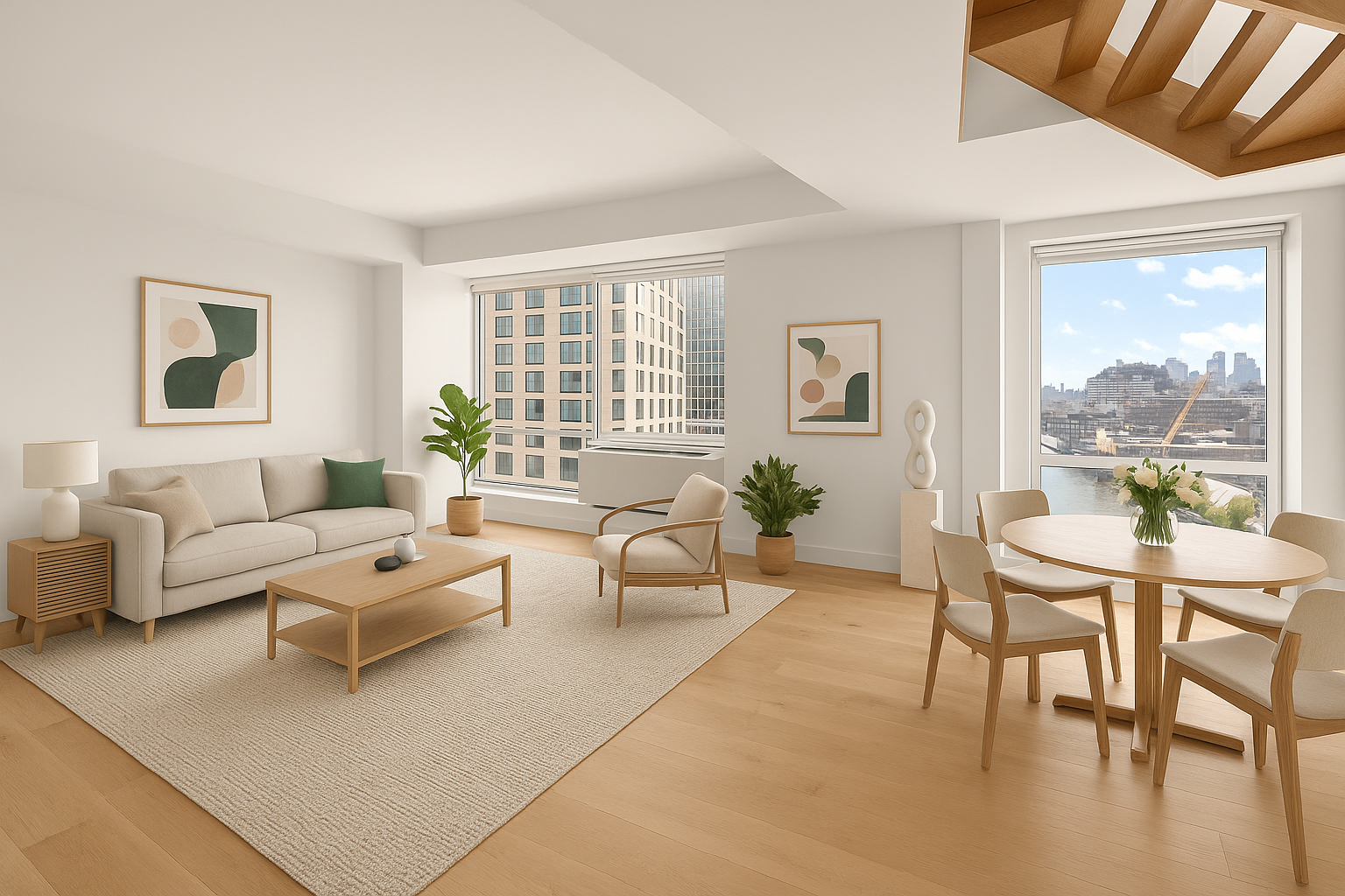 446 Kent Avenue, Unit PHC Brooklyn, NY 11249 - Photo 1 of 22 a living room with furniture and a large window