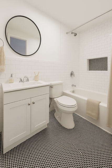560 Macon Street, Unit 1 Brooklyn, NY 11233 - Photo 4 of 6 a bathroom with a sink a toilet and a mirror