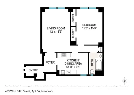 $695,000 | 433 West 34th Street, Unit 6A | Hudson Yards