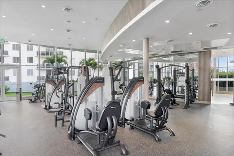 a view of a room with gym equipment