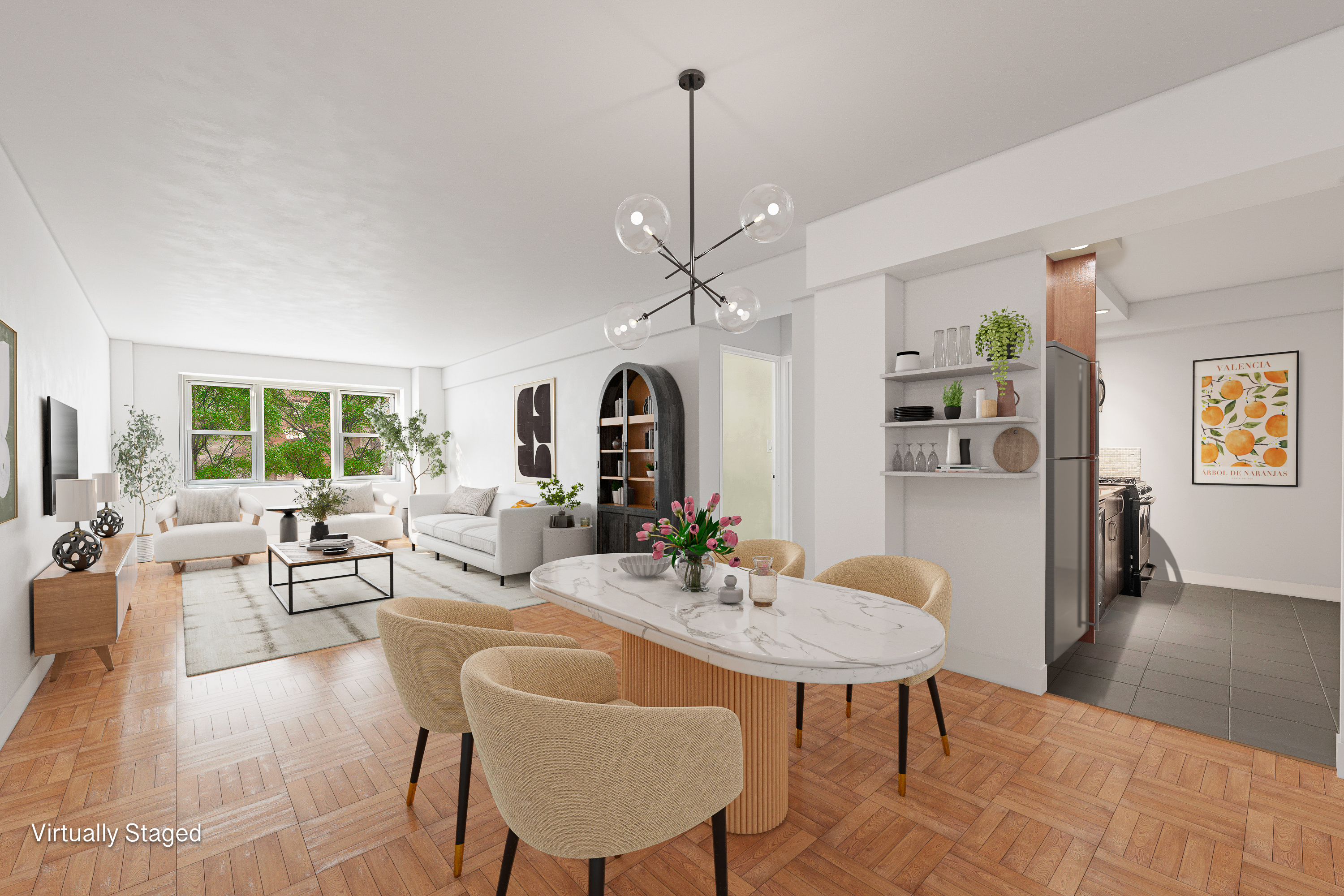 315 East 69th Street, Unit 4K Manhattan, NY 10021 - Photo 2 of 8 a living room with furniture a window and a table