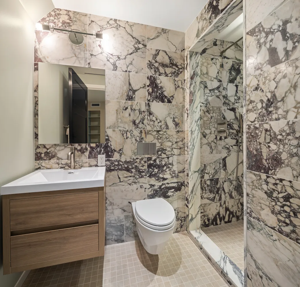 a view of a city with tall buildings