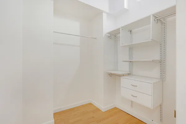 a view of small space with racks on the wall