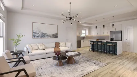 a view of a brick building with many windows