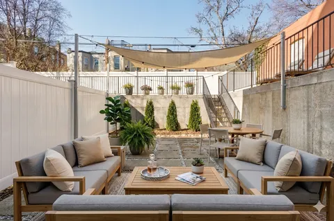 a outdoor living space with furniture