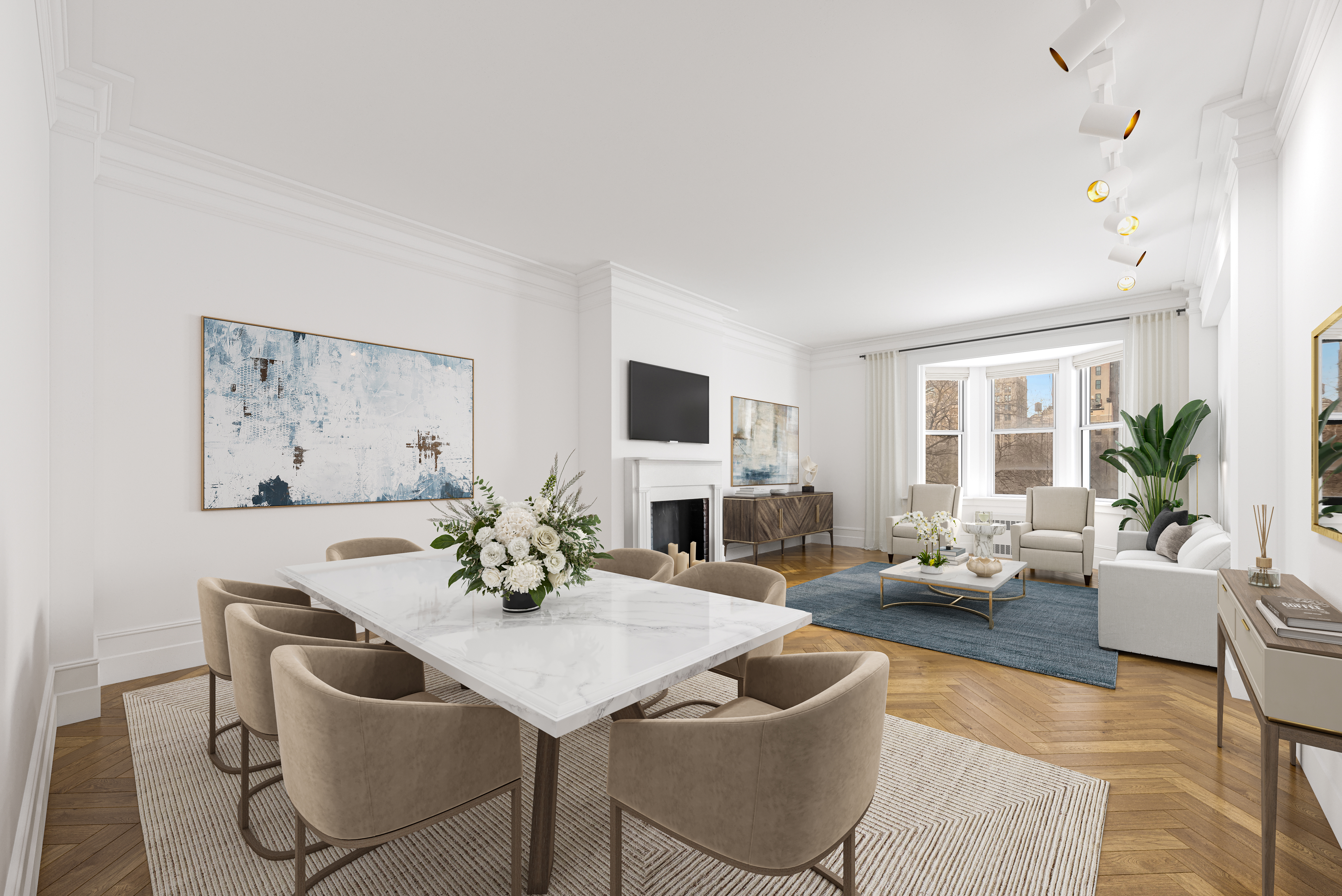 36 Gramercy Park East, Unit 5W Manhattan, NY 10003 - Photo 3 of 12 a view of a dining room with furniture window and wooden floor