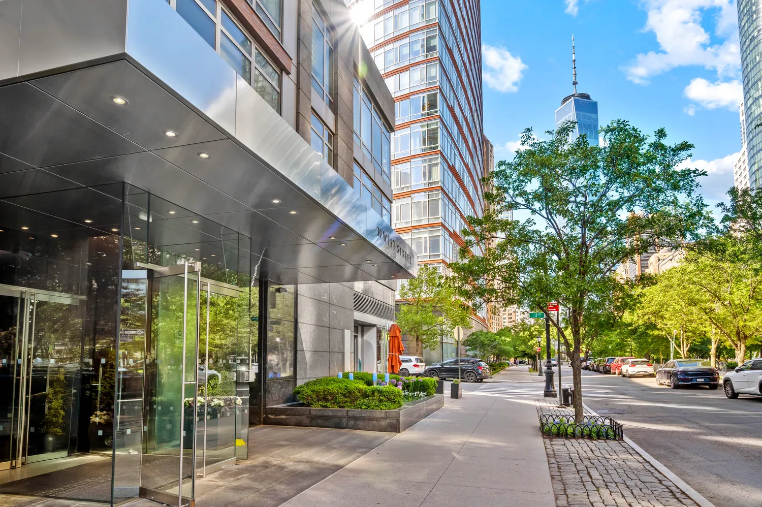 a building view with a outdoor space