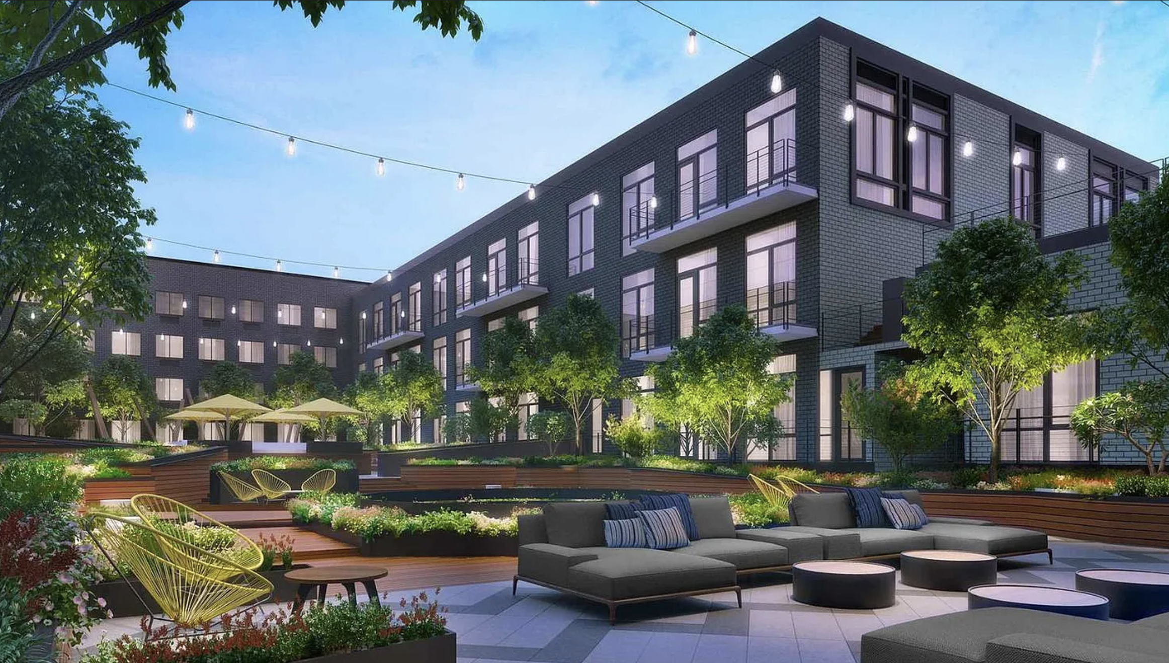 21 India Street, Unit 2101 Brooklyn, NY 11222 - Photo 9 of 22 a building outdoor space with patio couches and a potted plant