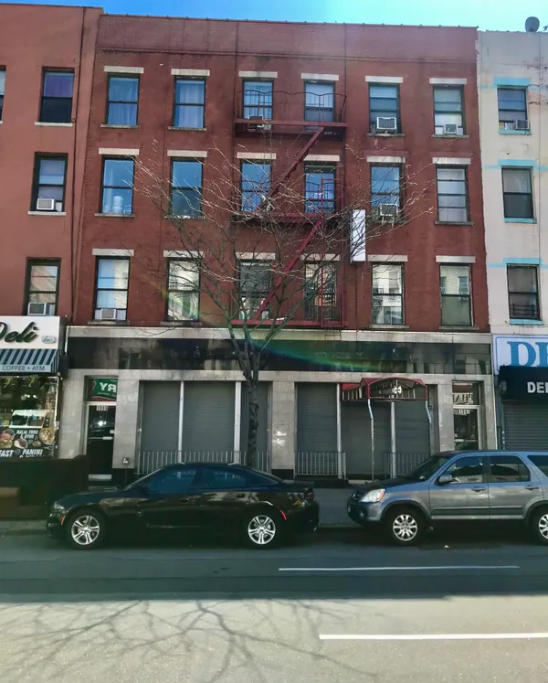 a car parked in front of a building