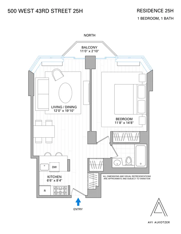 $4,800 | 500 West 43rd Street, Unit 25H | Hell's Kitchen