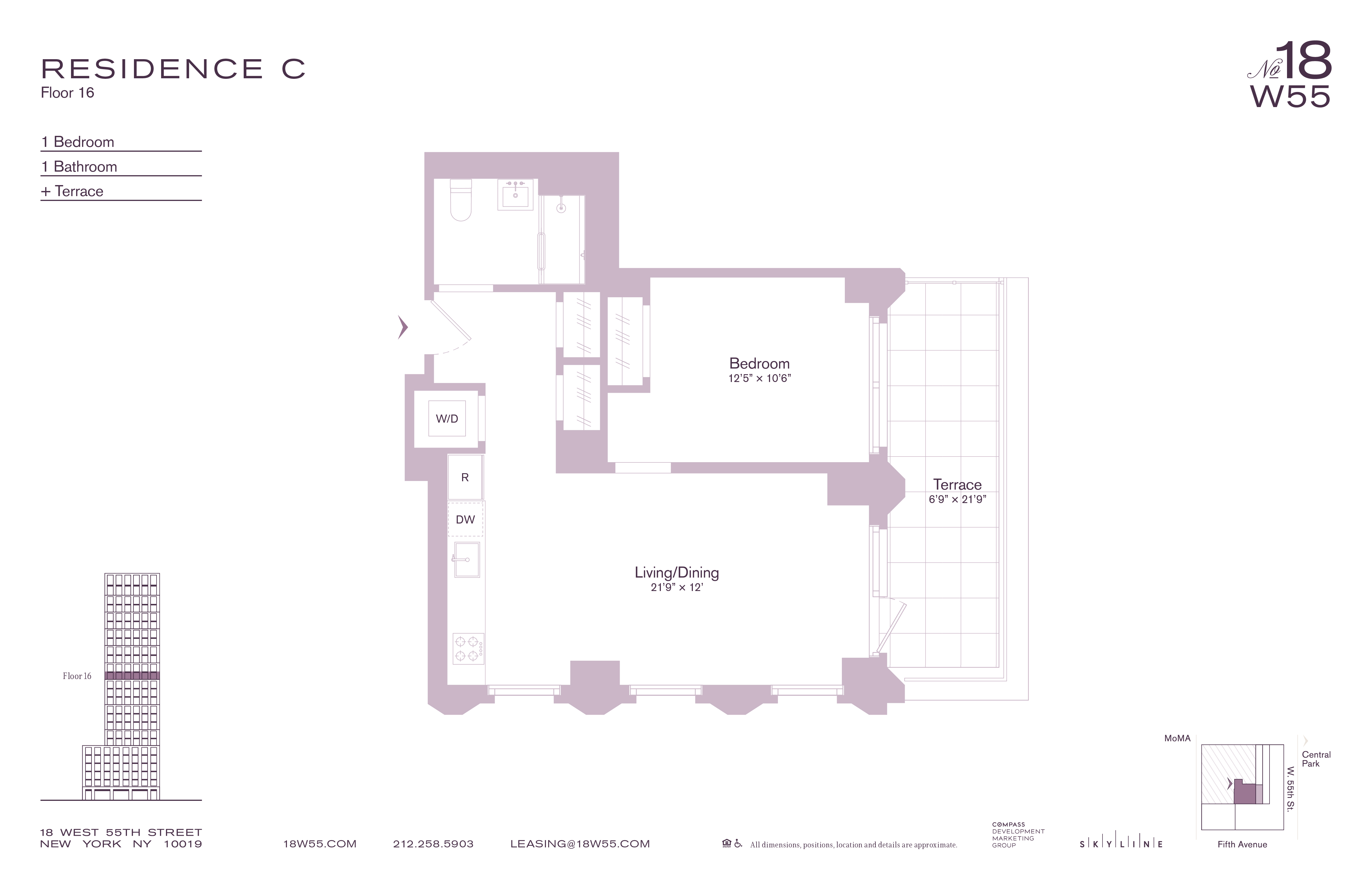 18 West 55th Street, Unit 16C Manhattan, NY 10019 - Photo 9 of 9 a picture of a floor plan