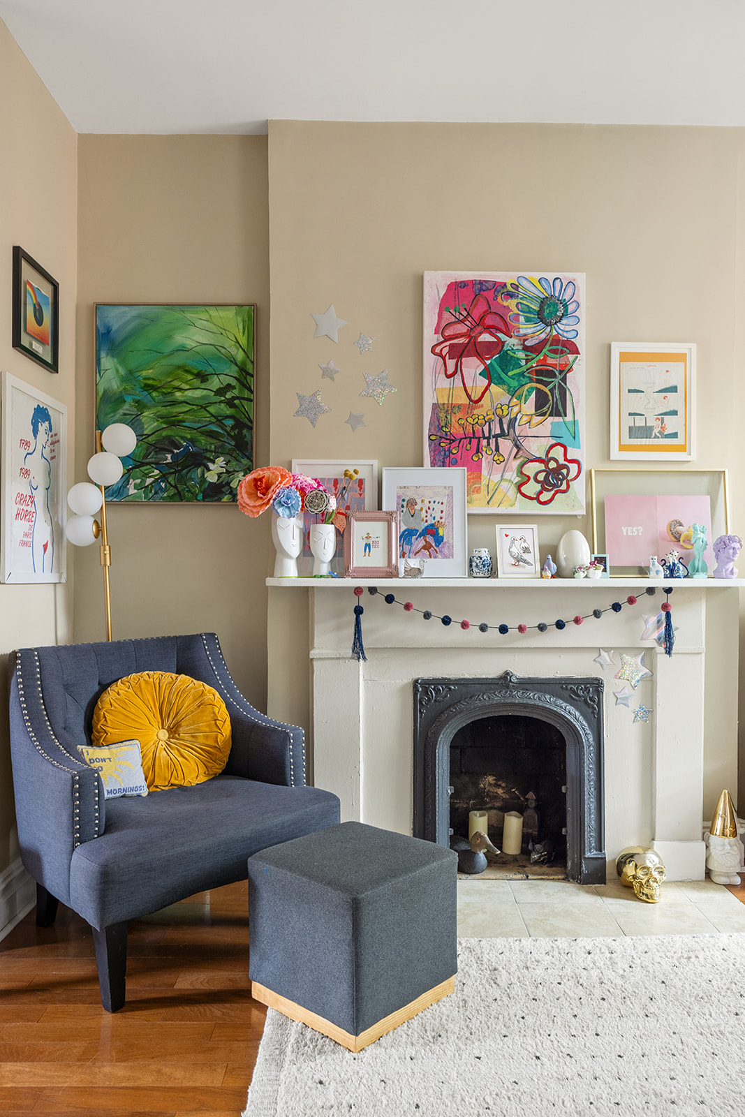 54 Cheever Place Brooklyn, NY 11231 - Photo 16 of 25 a living room with furniture a flat screen tv and a fireplace