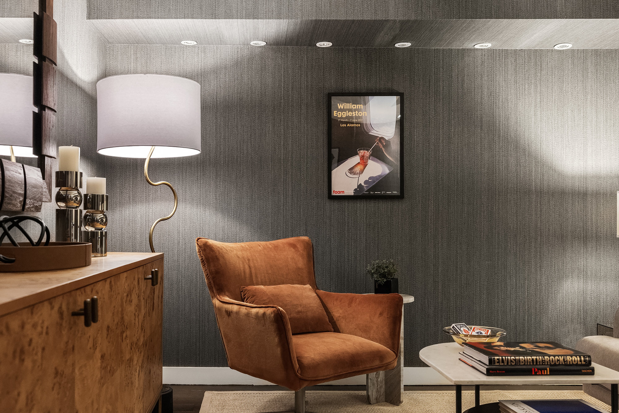 8 Charles Lane, Unit C Manhattan, NY 10014 - Photo 18 of 20 a blue room with furniture and a lamp