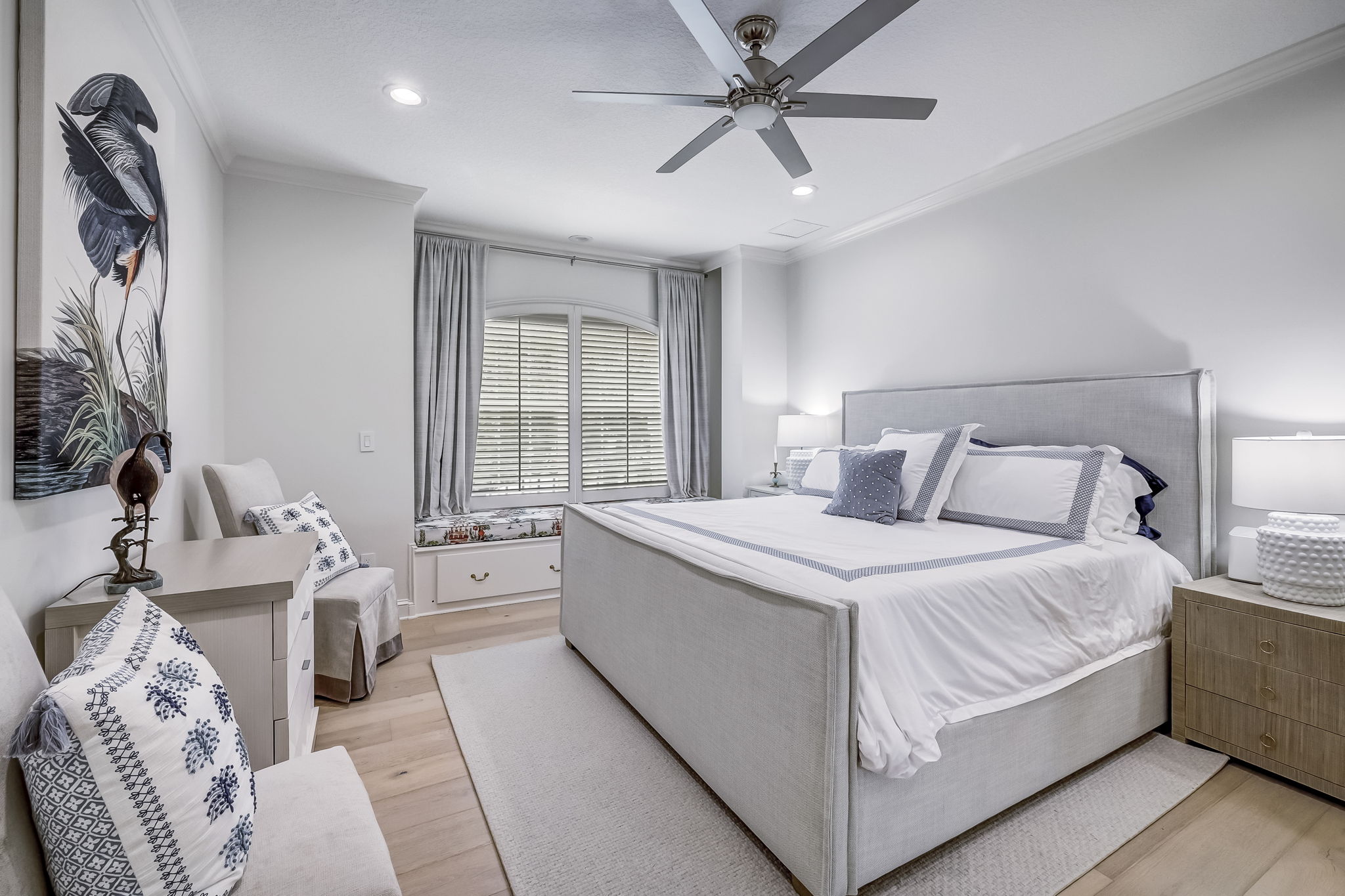 24624 Harbour View Drive Ponte Vedra Beach, FL 32082 - Photo 103 of 186 a bedroom with a large bed and a chandelier
