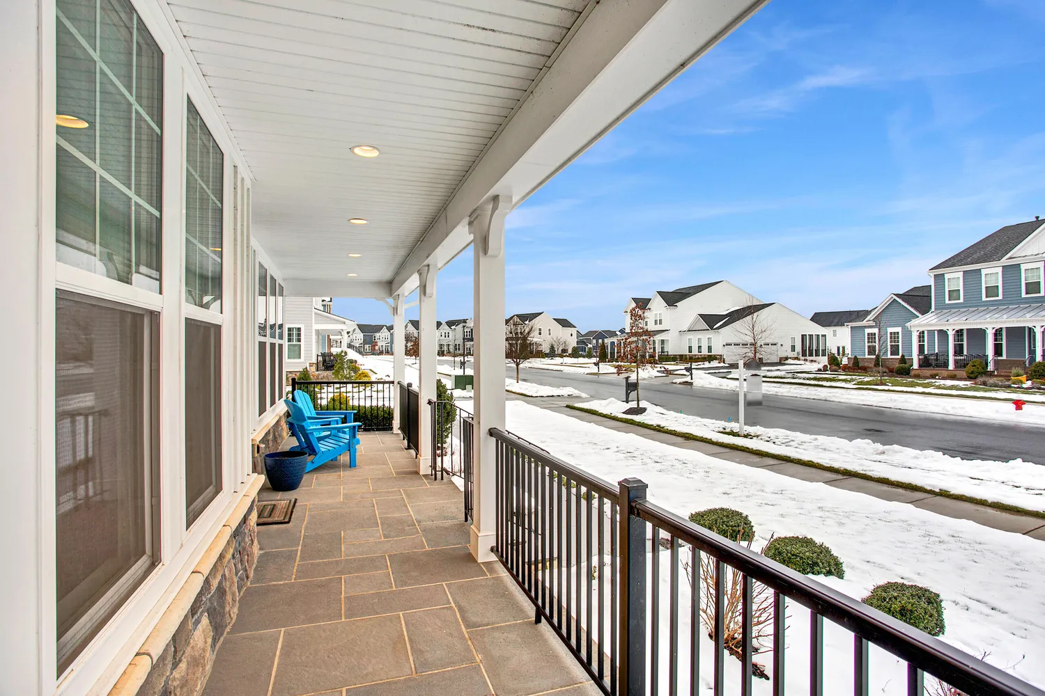 a view of a lake with a houses
