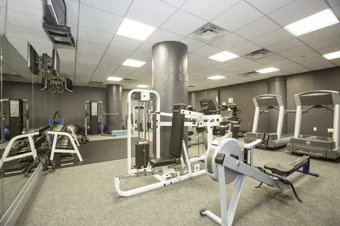 a view of a room with gym equipment