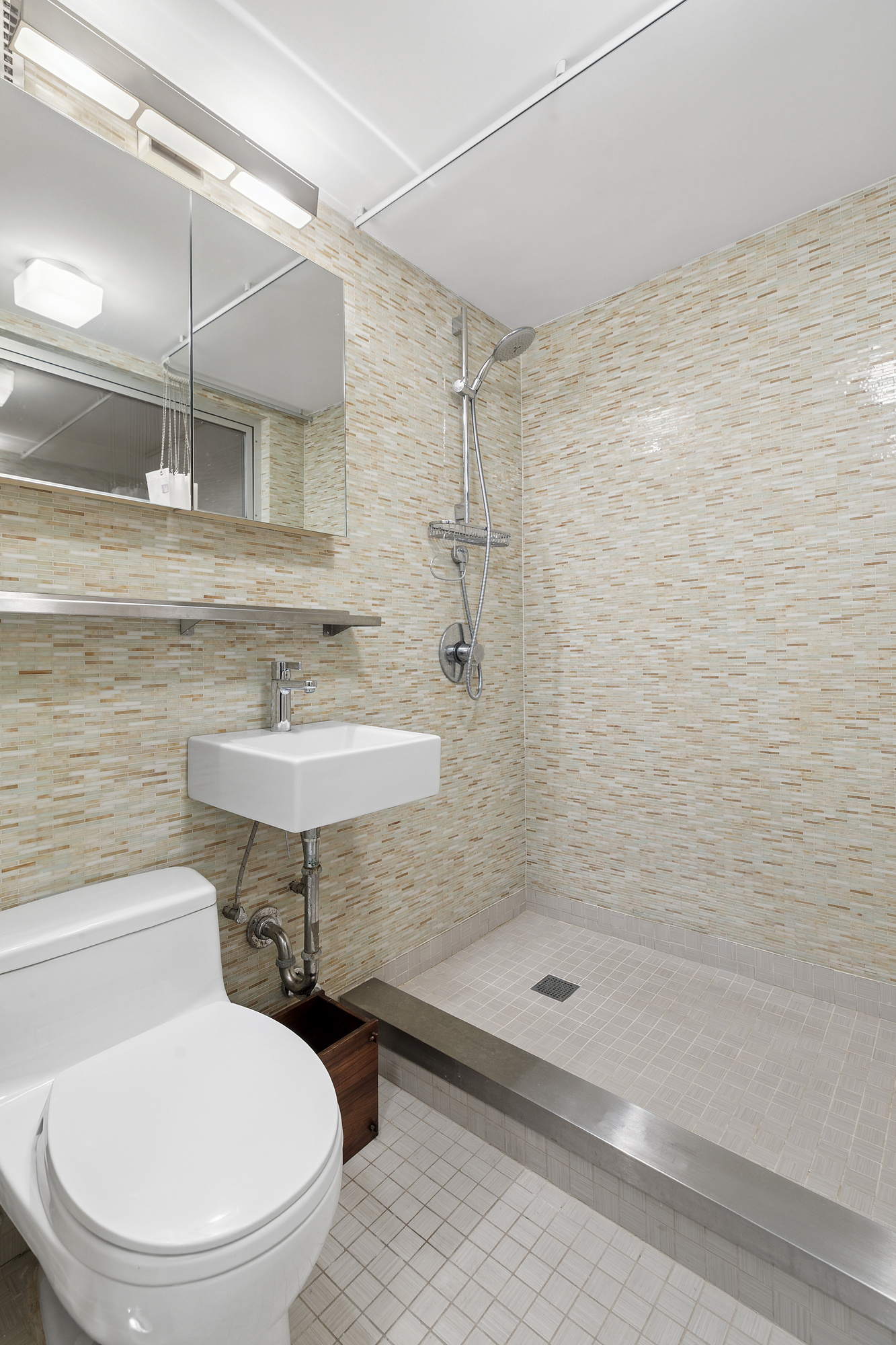 133 East 15th Street, Unit 1B Manhattan, NY 10003 - Photo 6 of 12 a bathroom with a sink a toilet and shower