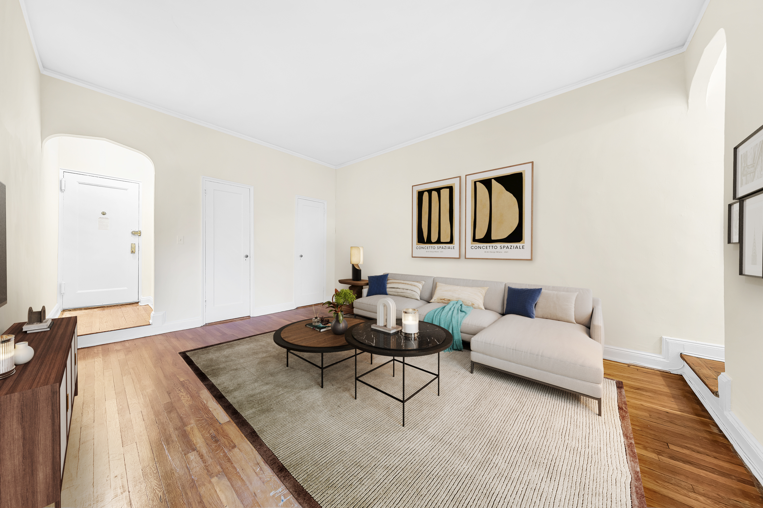 370 Columbus Avenue, Unit 5D Manhattan, NY 10024 - Photo 1 of 10 a living room with furniture and wooden floor