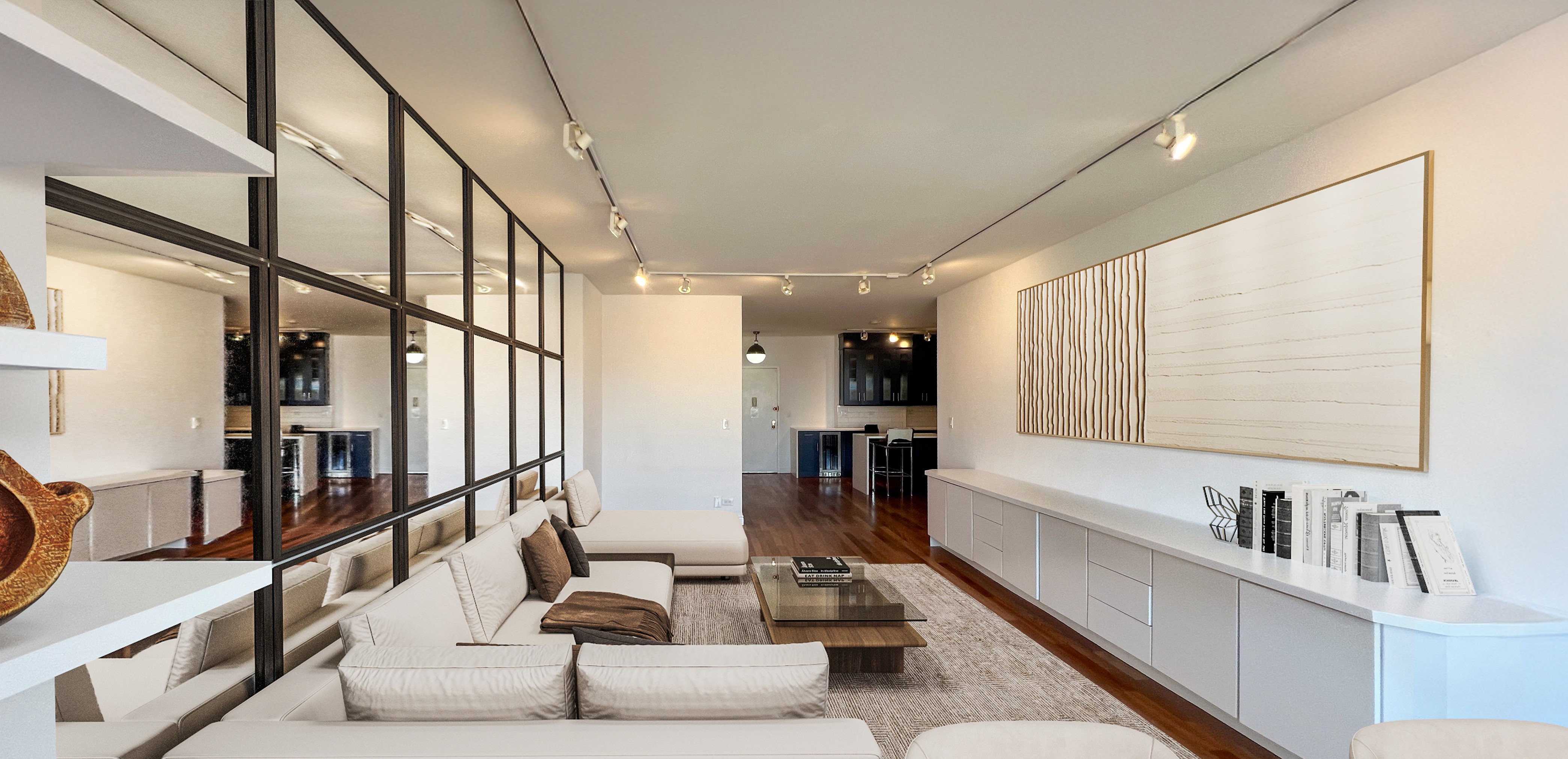 60 East 8th Street, Unit 23D Manhattan, NY 10003 - Photo 3 of 16 a view of living room with furniture and floor