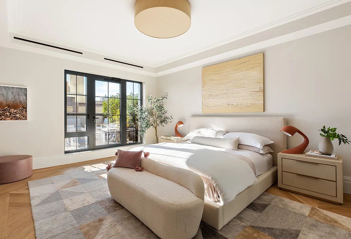 533 Pacific Street, Unit TH537 Brooklyn, NY 11217 - Photo 14 of 25 a bedroom with a bed and glass windows