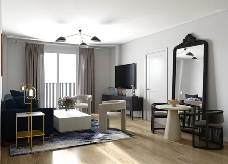 a living room with furniture and a flat screen tv