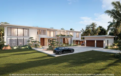 a house view with swimming pool and chairs