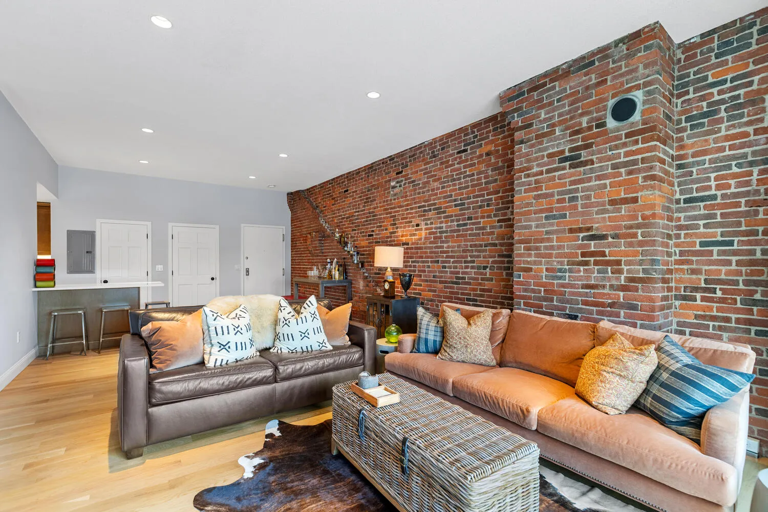 a living room with furniture and a couch