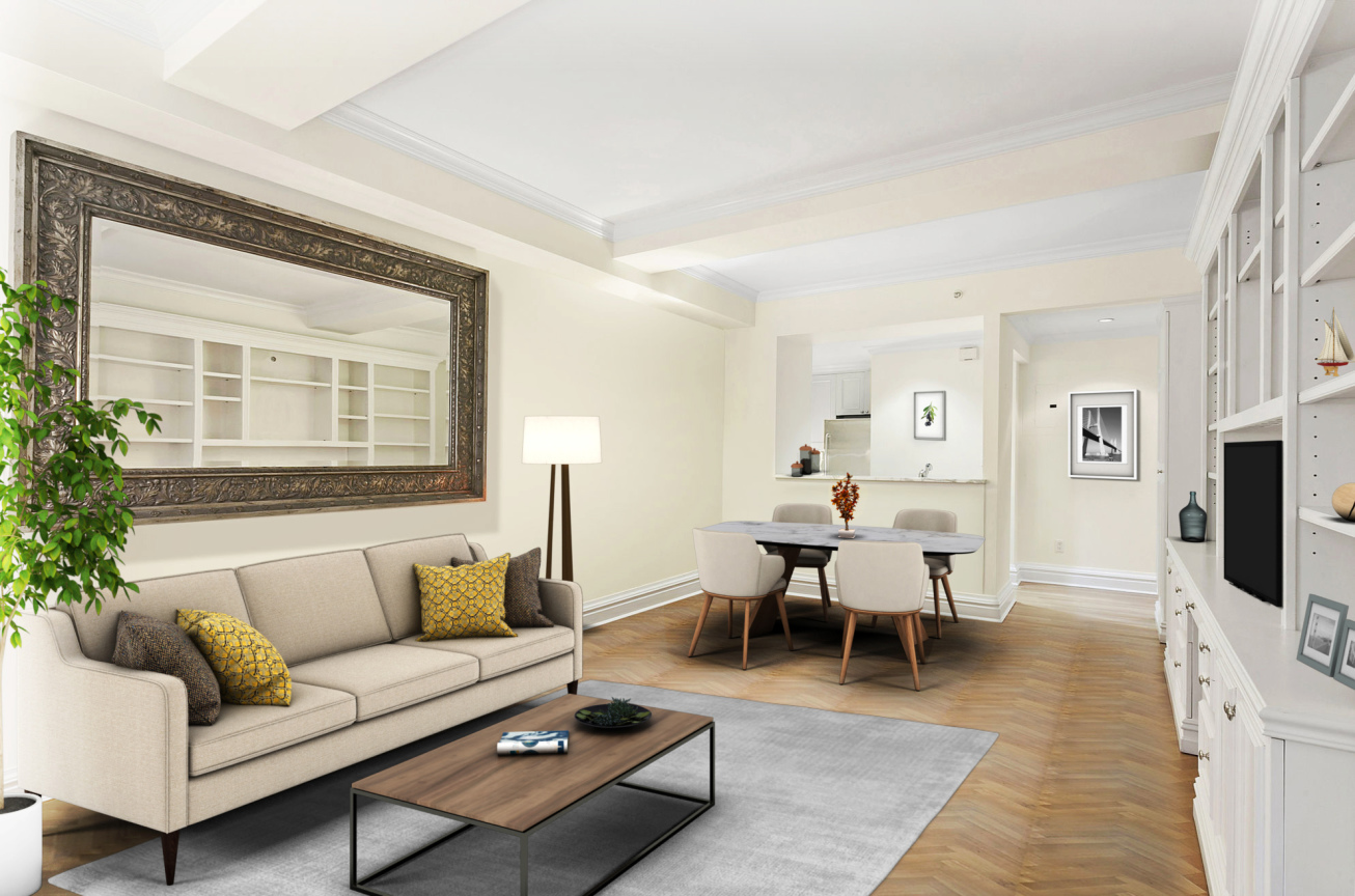 502 Park Avenue, Unit 9A Manhattan, NY 10022 - Photo 1 of 9 a living room with furniture flat screen tv and a fireplace