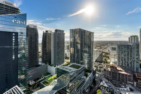 a city view with tall buildings