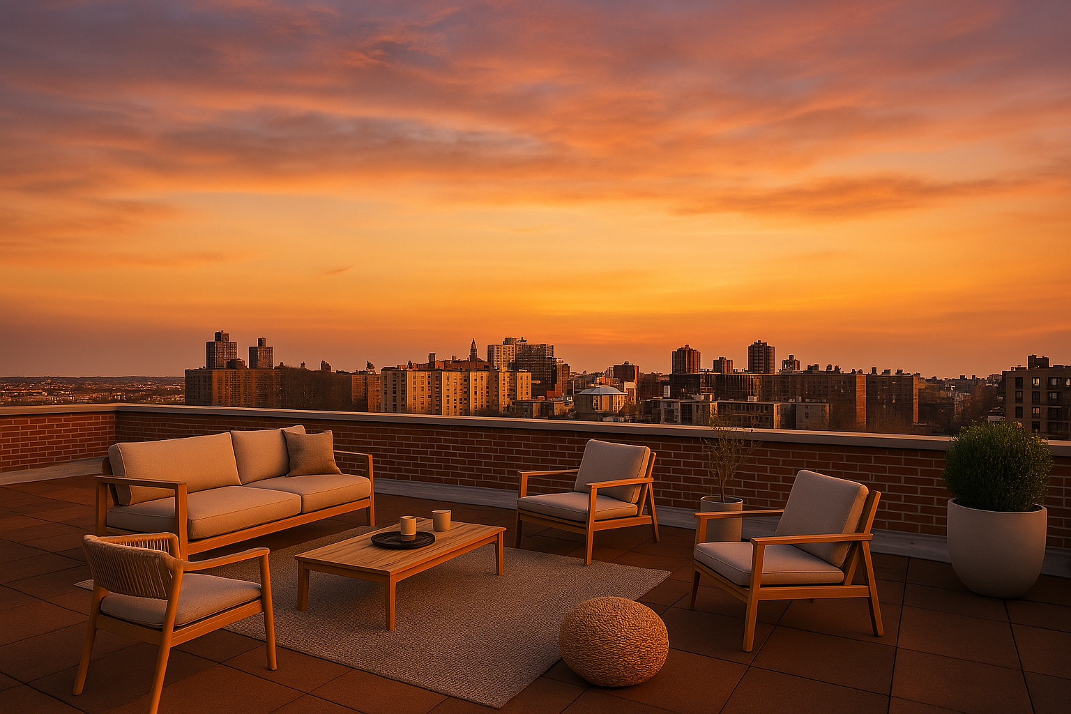 45 Overlook Terrace, Unit 7J Manhattan, NY 10033 - Photo 9 of 11 a terrace with outdoor seating and city view