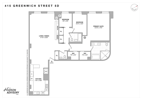 $3,995,000 | 415 Greenwich Street, Unit 5D | TriBeCa