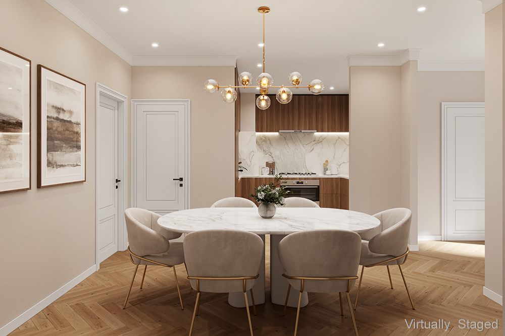1185 Park Avenue, Unit 1A Manhattan, NY 10128 - Photo 3 of 11 a view of a dining room with furniture and chandelier