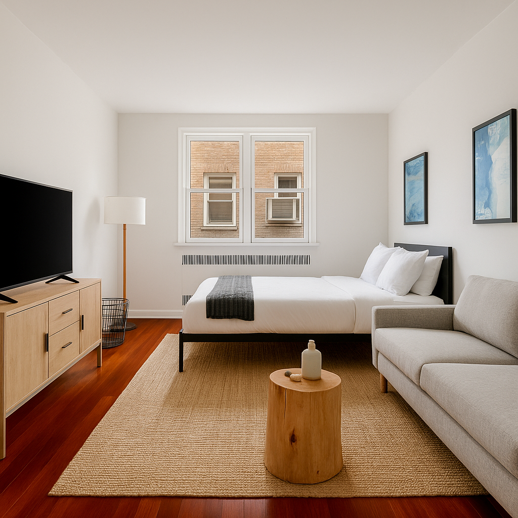 a living room with furniture and a flat screen tv