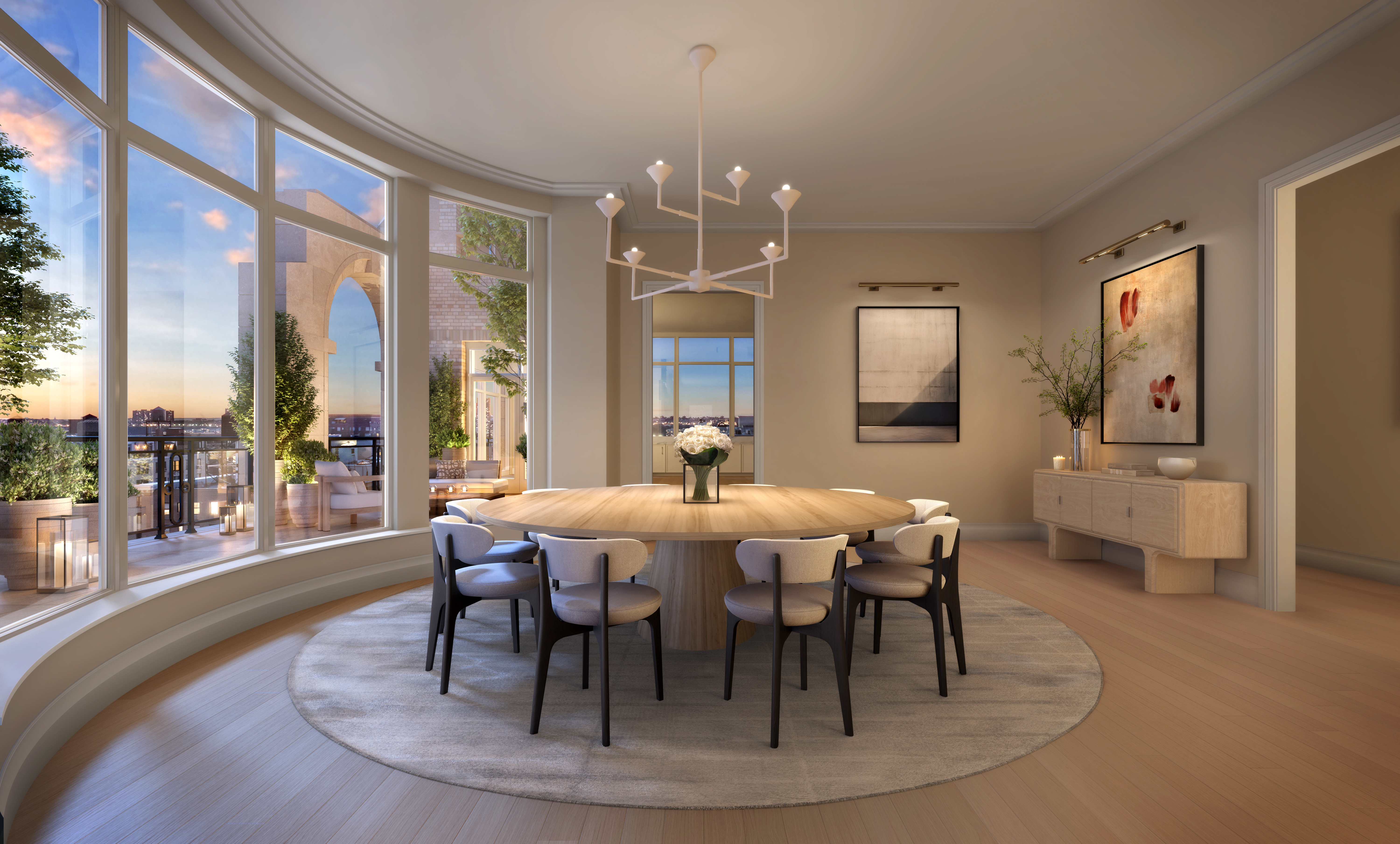 211 West 84th Street, Unit PHA Manhattan, NY 10024 - Photo 8 of 32 a view of a dining room with furniture window and wooden floor